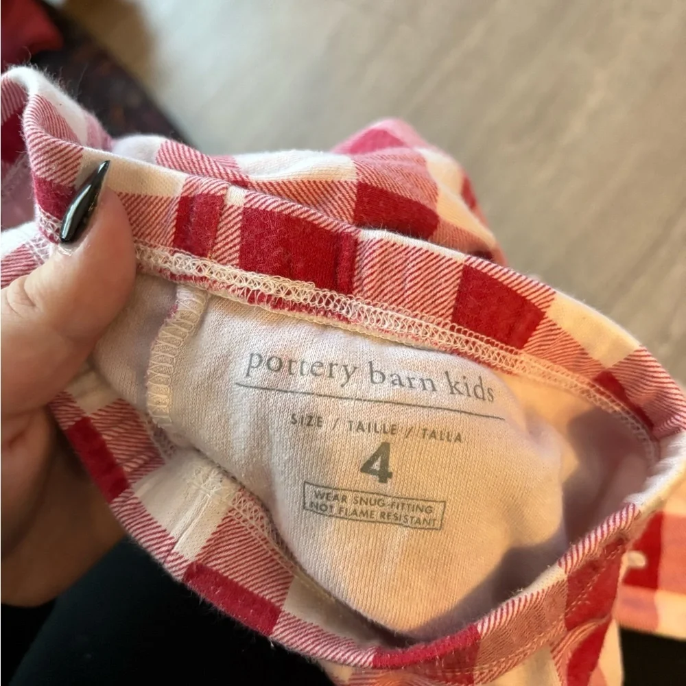 Pottery Barn Kids Red and White Plaid Pajama Set